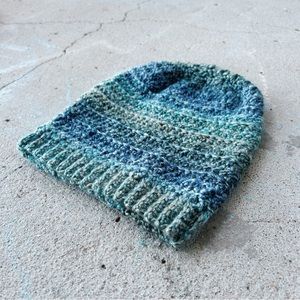 Handmade Variegated Blue Slouchy Beanie